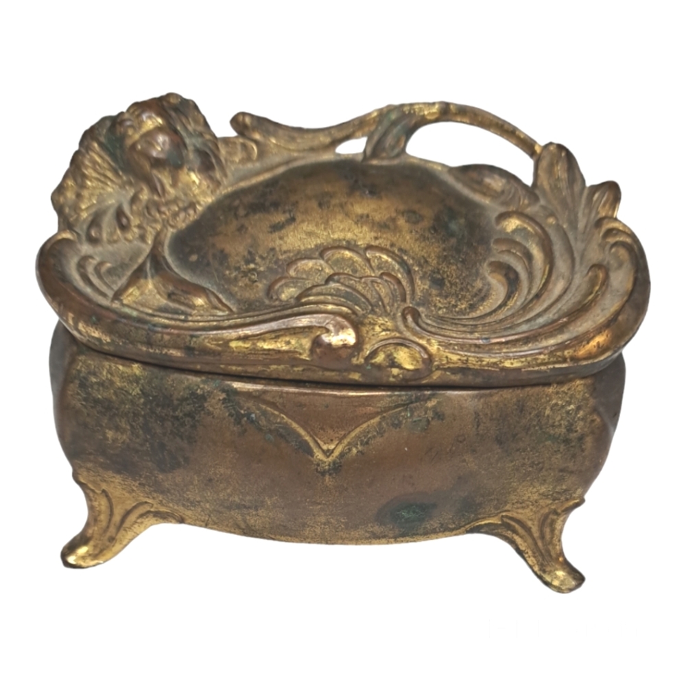Jennings Brothers Antique casket jewlery trinket box Art Nouveau